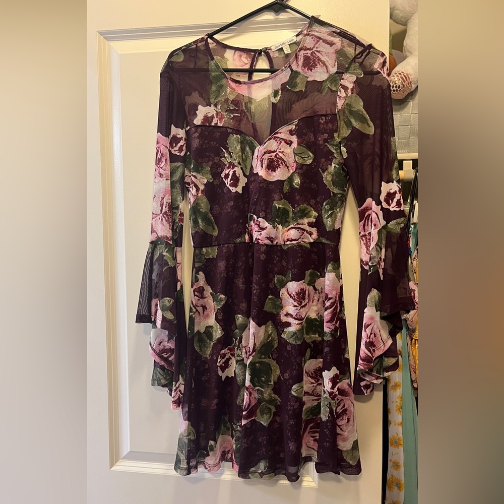 Floral Flared Out Long Sleeve Dress